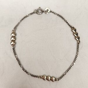 Silver Bracelet Gold Hearts